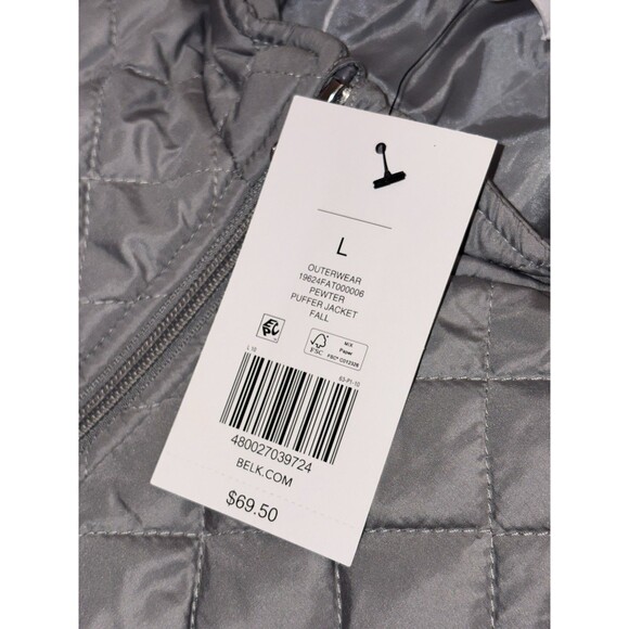 NWT Kim Rogers Quilted Puffer Jacket Coat Women's Large Gray Pewter Everyday - Picture 2 of 7